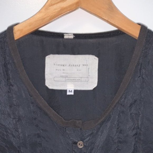Vintage Johnny Was 100% Silk Black Button Tunic Top - Picture 7 of 12